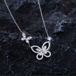 Dazzling Silver Butterfly Pendant Necklace